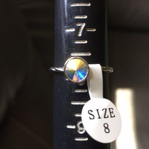 Fragrant Jewels ring sz 8 NWT silver tone AB look